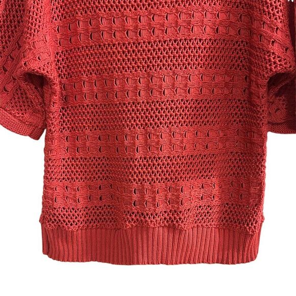 United States Sweaters Women's M Red Crochet Knit Pullover Sweater - Picture 4 of 12